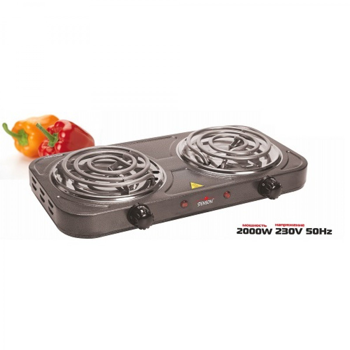

Плита электрическая настольная двухконфорочная 2х1000w 14см Stenson ME-0013G 143026