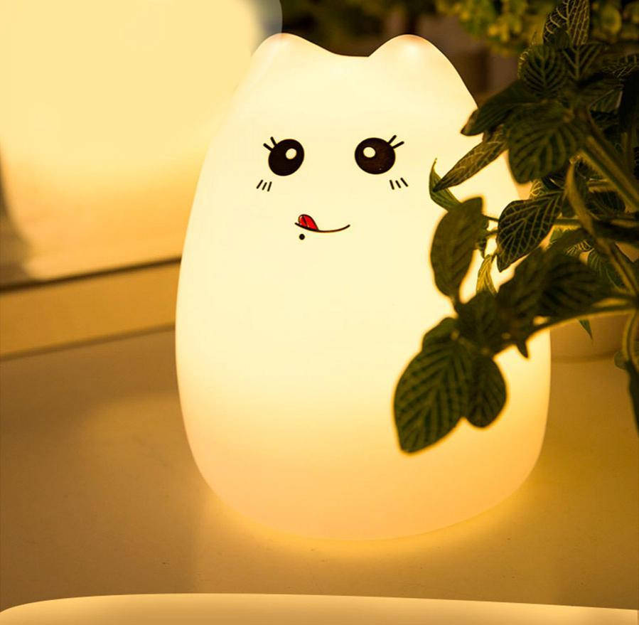 

Детский силиконовый ночник Кошечка Led Sleep Lamp - Led ночник, Белый