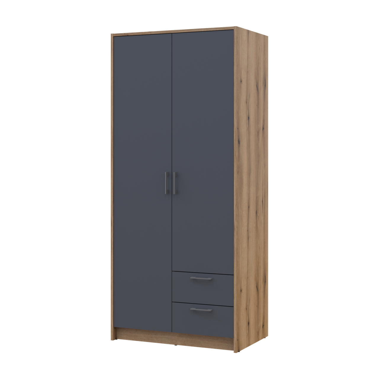 Розпашна Шафа для одягу Doros Ронді Дуб Артізан/Графіт 2ДСП 82х52х195 (80737804)