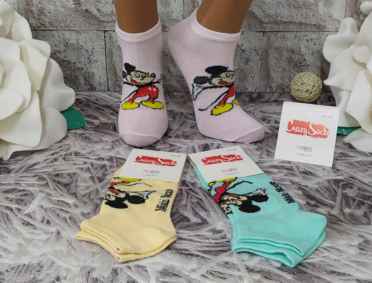

Детские носки 32-34 размер короткие для девочки за 1 пару Сrasy Socks 4104-B, Разные цвета