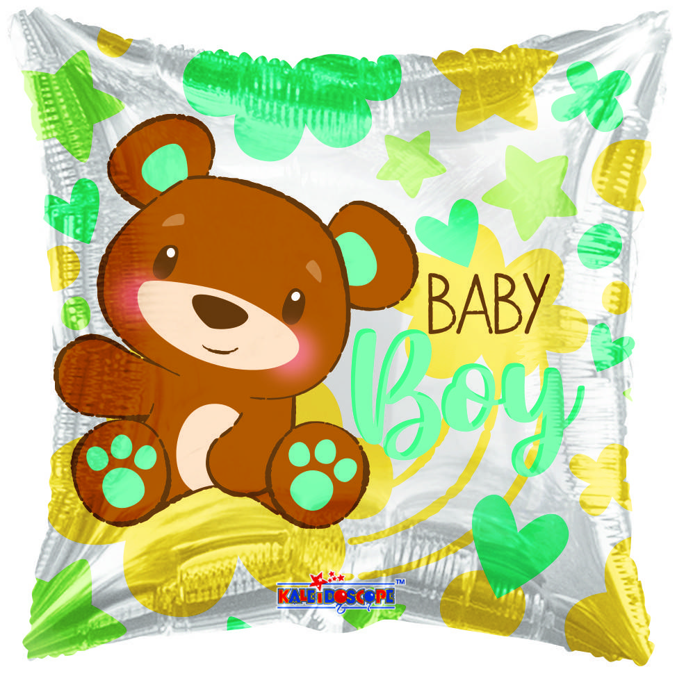

К 18" Baby Boy Bear And Hearts Foil Balloons. Фольгированный шар на выписку мальчик, Разные цвета