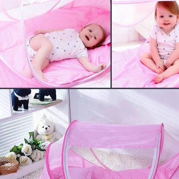 

Детская портативная кроватка с москитной сеткой Happy Baby Розовая