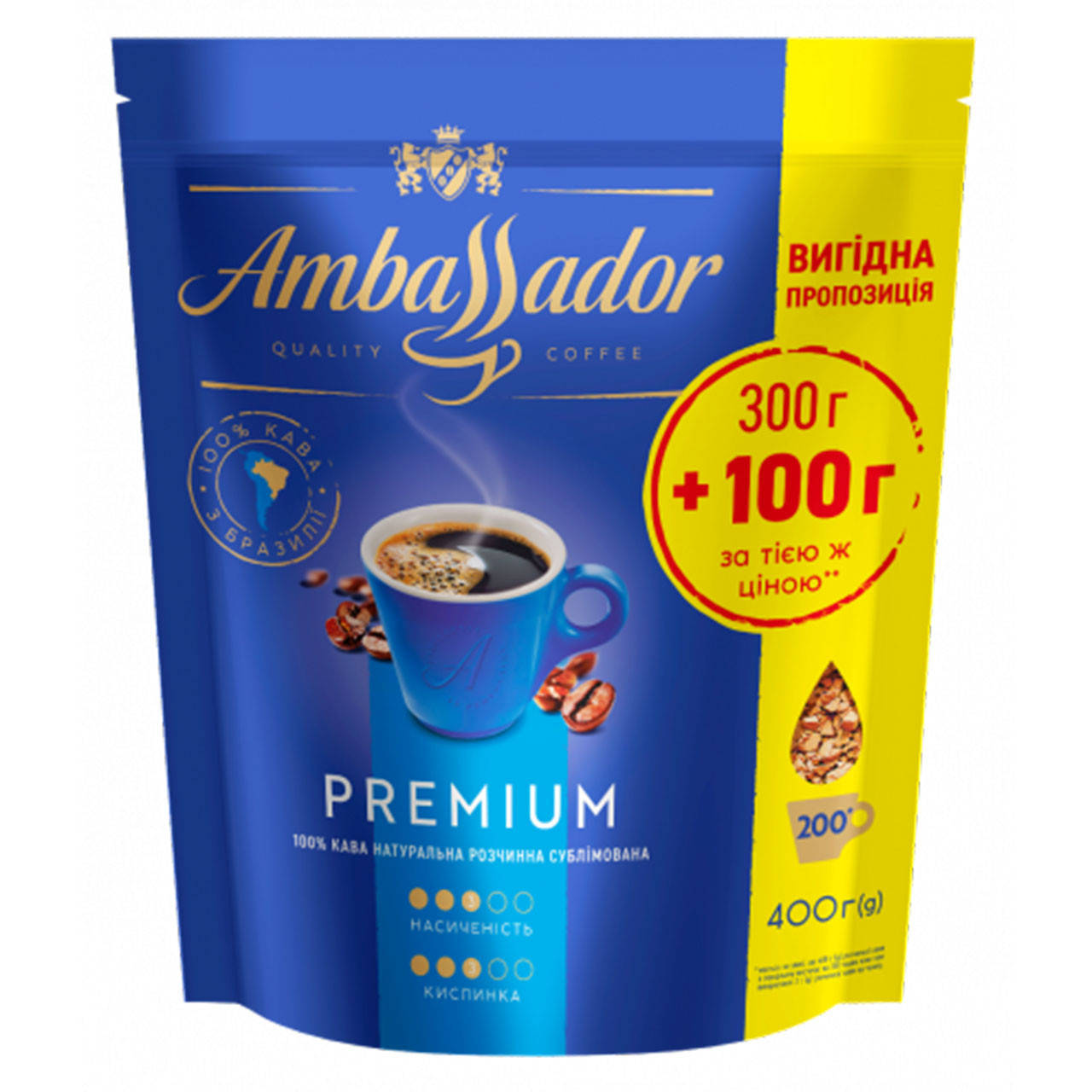 

Растворимый кофе Ambassador Premium 400 гр