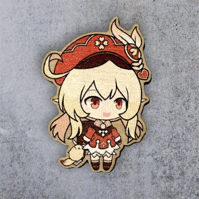 

"Кли (Геншин / Genshin)" брошь деревянная с уф-печатью