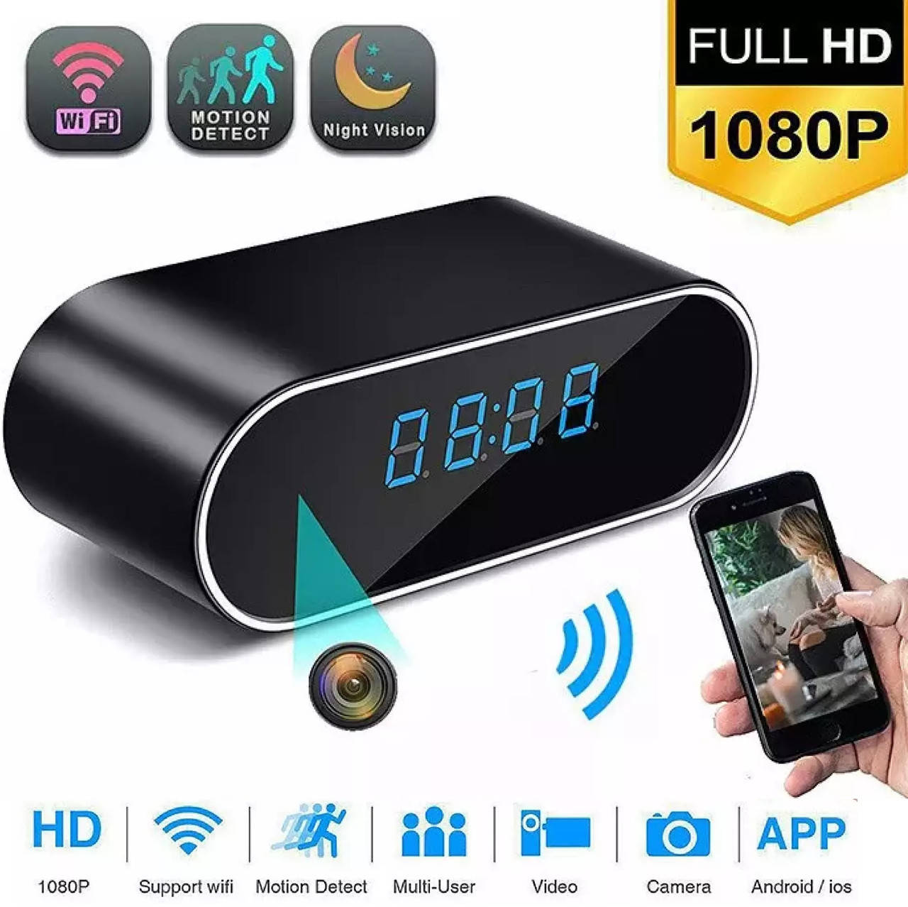 

Часы камера IP-88 с датчиком движения ночной съемкой аккумулятором cкрытая IP-камера WiFi