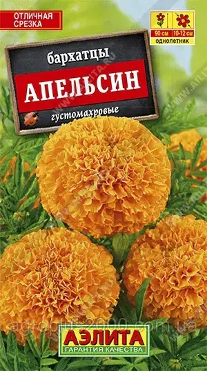 

Семена Бархатцы прямостоячие Апельсин 0,3 грамма Аэлита, Оранжевый