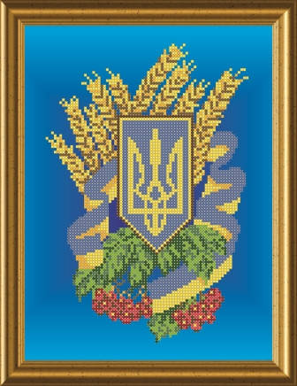 

Схема для вышивки бисером Тризуб з колосками. Арт. СКМ-13