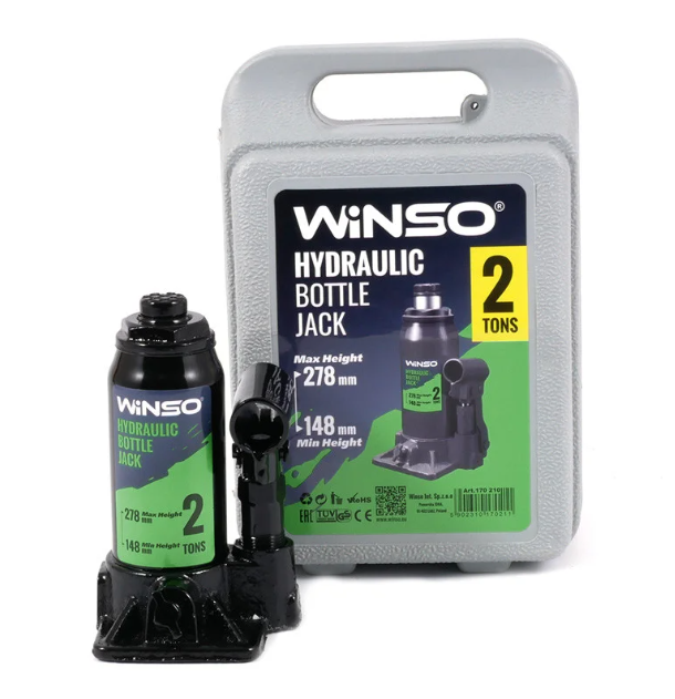 

Домкрат Winso Hydraulic Bottle Jack вертикальный (бутылочный) гидравлический 2т 170210
