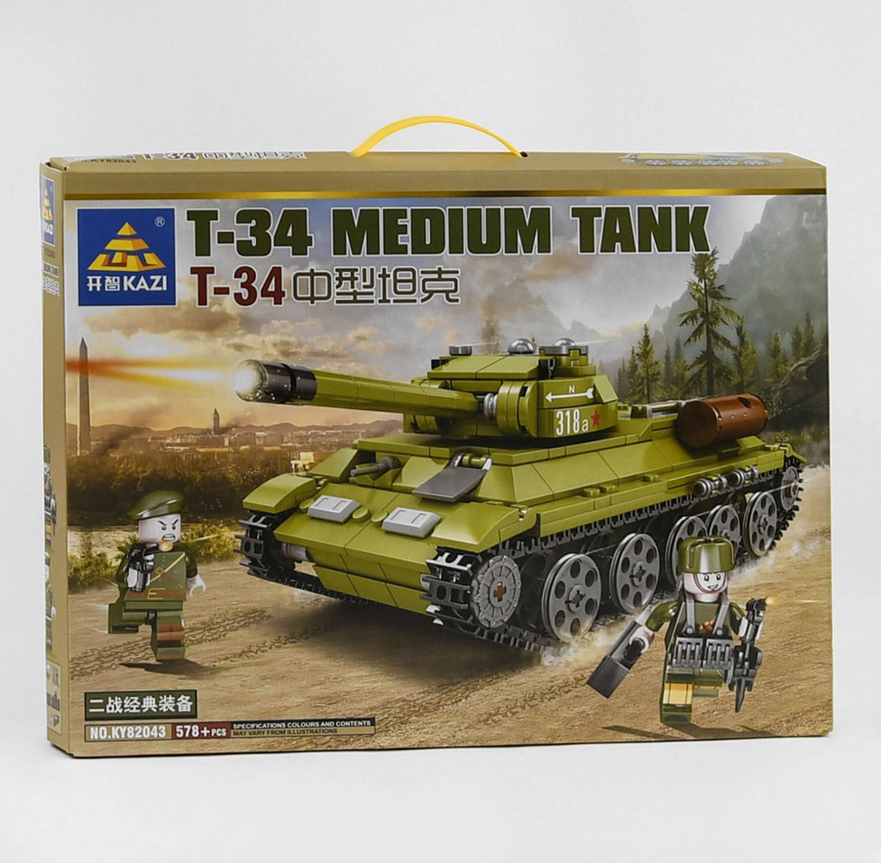 

Конструктор танк т-34 военная техника (578 деталей) Kazi 82043, Зелёный