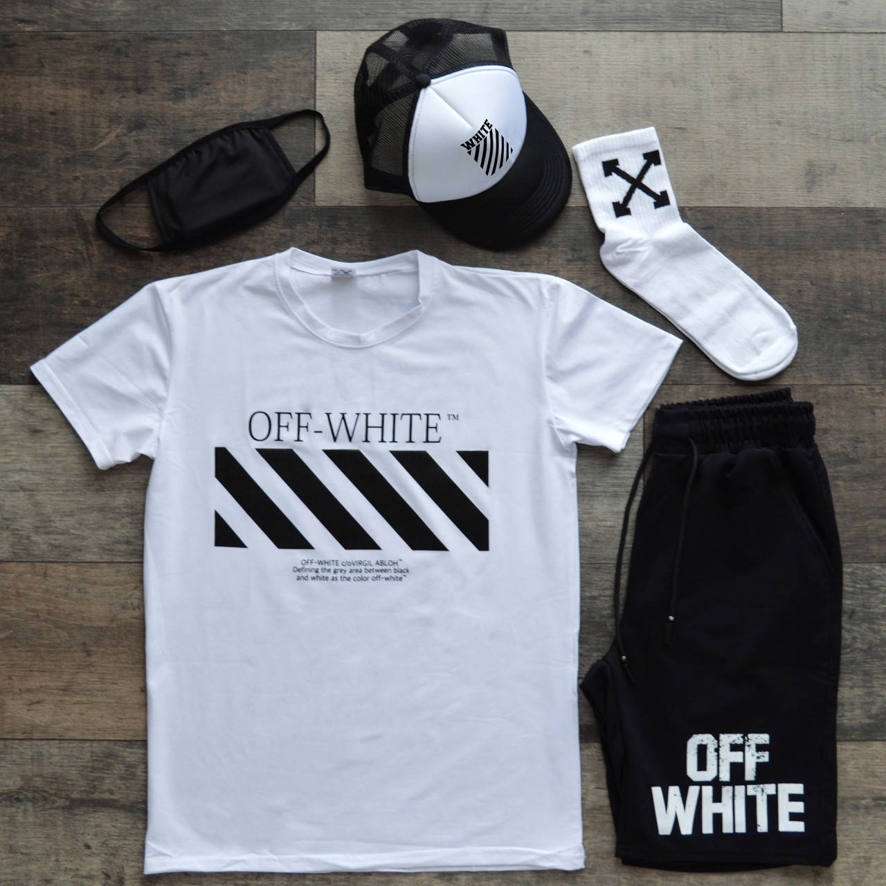 

Мужской комплект футболка шорты Off White