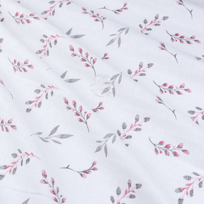 

Муслин в квадратики "Серо-бордовые веточки ивы" на белом, ширина 160 см, Разные цвета