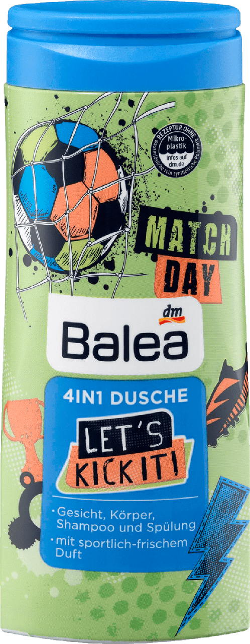 

Гель для волос, лица и тела 4 in 1 Balea Let’s Kick it!, 300 ml.