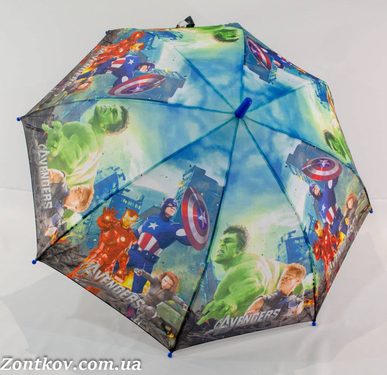 

Детский зонтик трость с супер героями на 6-9 лет от фирмы "Rainproof".
