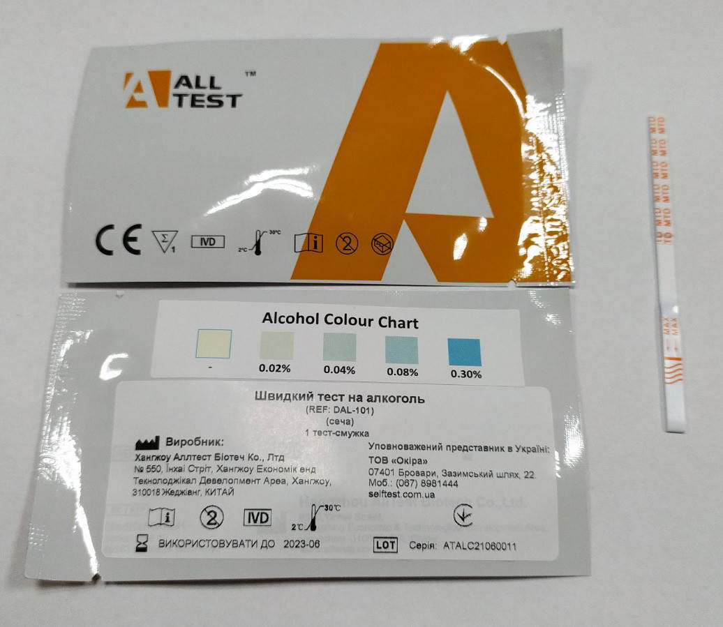 

Швидкий тест на алкоголь (слина), AllTest Biotech