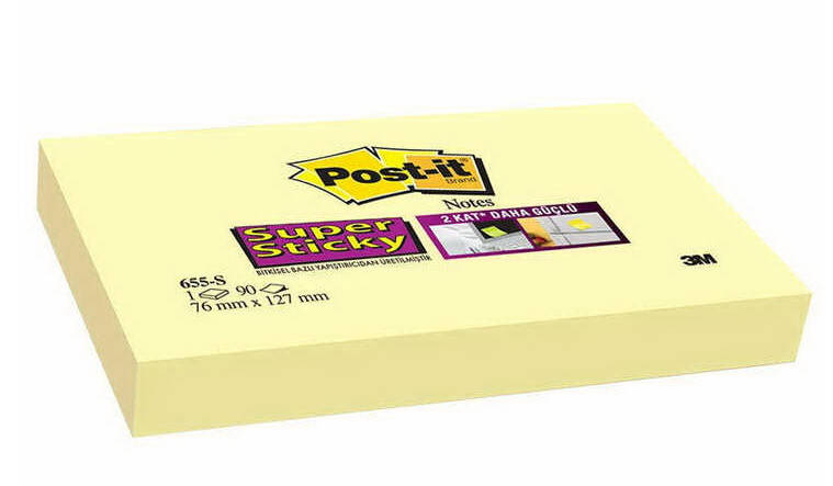 

3М Post-It 655S желтые супер стикеры 76х127 мм блок 90л, Желтый