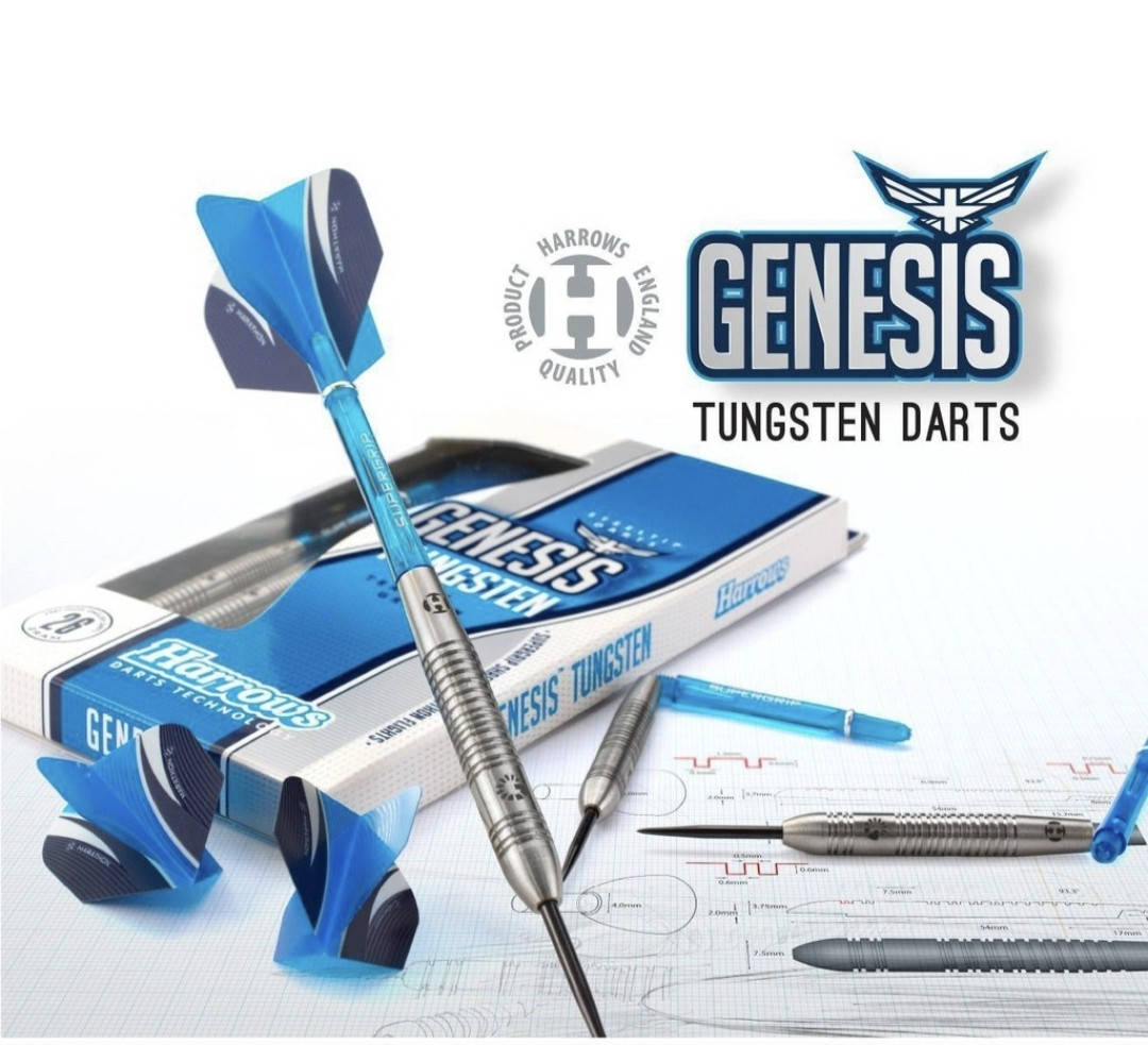

Профессиональные дротики дартс из вольфрама Genesis Англия + запасной хвостовик и оперение + точилка для игл