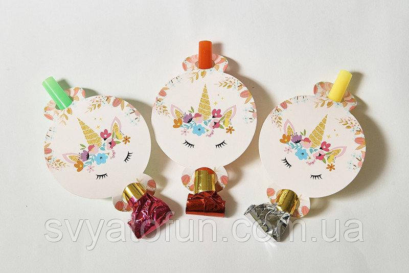 

Язычок-гудок Единорог на белом 6 шт/уп