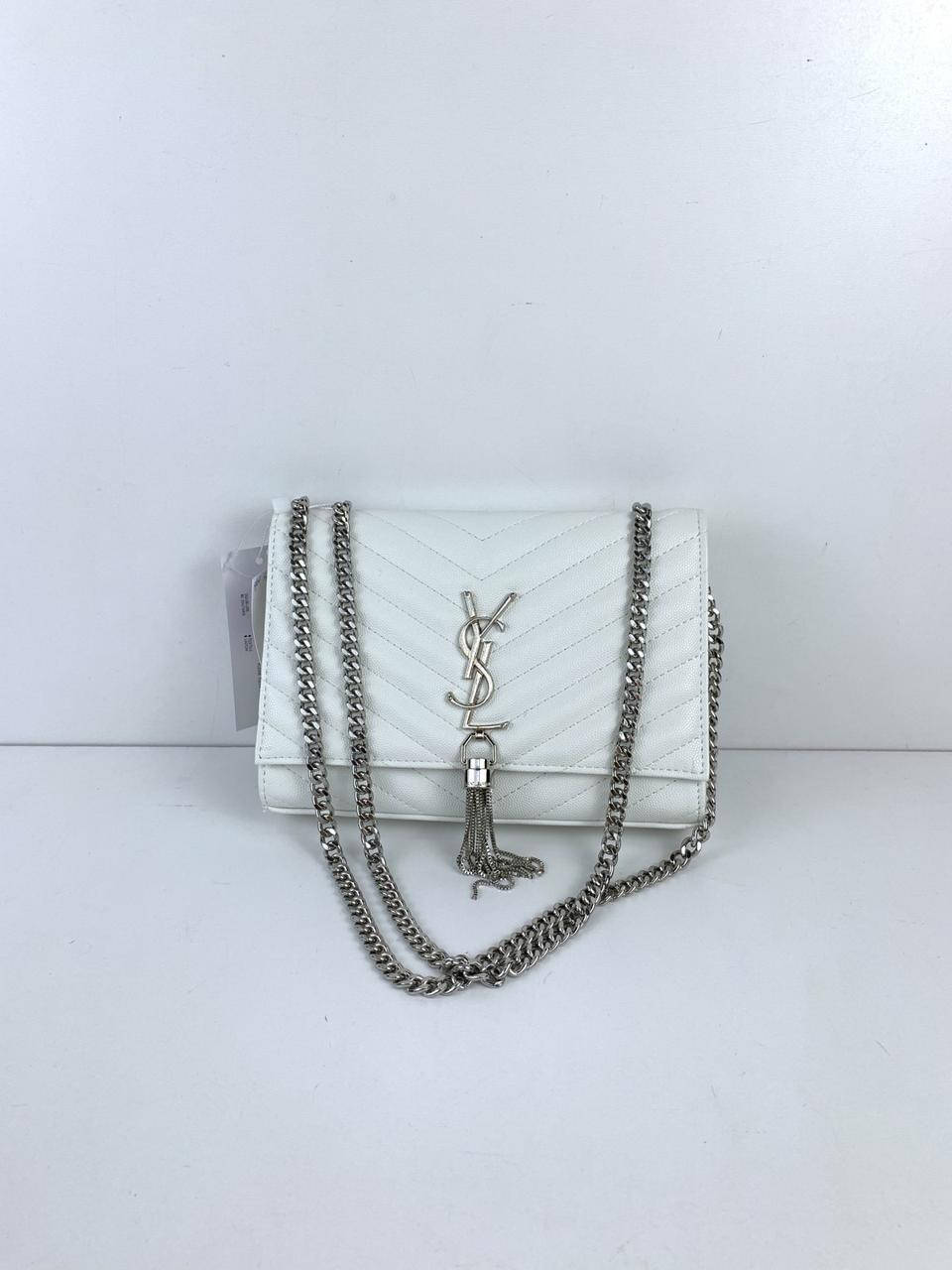 

Сумка мини клатч СЕРЕБРО / Ивсен Лоран исл ysl / ПУ #9012 (1717) -фирст Белый