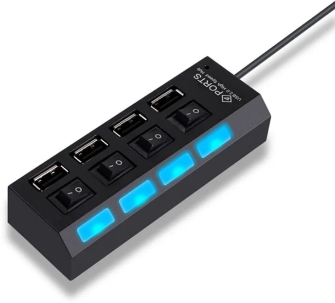 

USB 2,0 Hub | Хаб на 4 USB порты с переключателем Addap UH-01, Черный