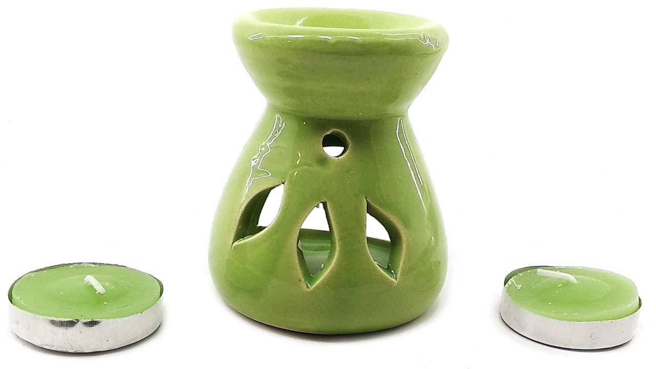 

Аромалампа керамическая ,подарочный набор зеленая (12,5х8х7см), Зелёный