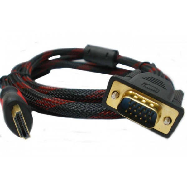 

Кабель HDMI VGA 1.5м позолоченный усиленный, Черный