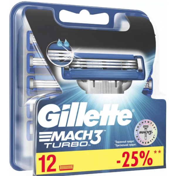 

Сменные кассеты Gillette Mach3 Turbo, 12 шт