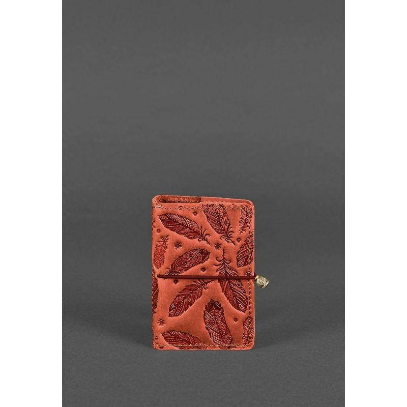 

Женский кожаный кард-кейс 7.0 коралловый с перьями, Оранжевый