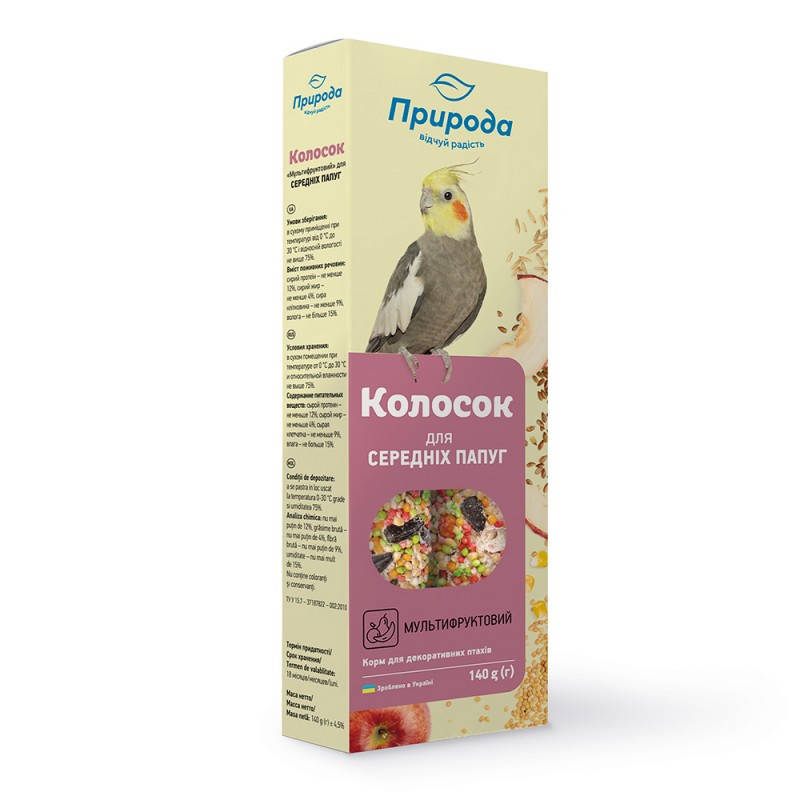 

Лакомство для средних попугаев Колосок "Мультифрукт" Природа (5 упаковок)