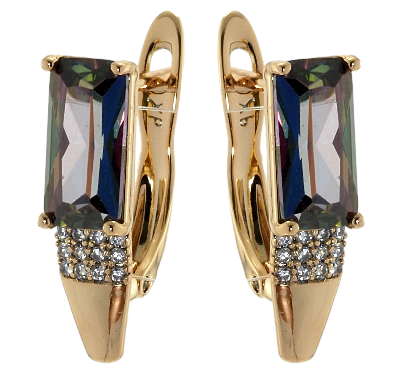 

Серьги Xuping Позолота 18K английский замок "Темно зеленые фианиты хамелеон с цирконием"