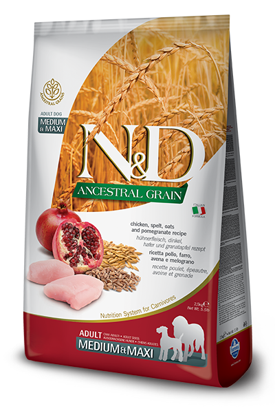 

N&D LOW GRAIN DOG CHICKEN & POMEGRANATE ADULT MEDIUM & MAXI 2,5 KG Низкозерновой сухой корм для собак средних