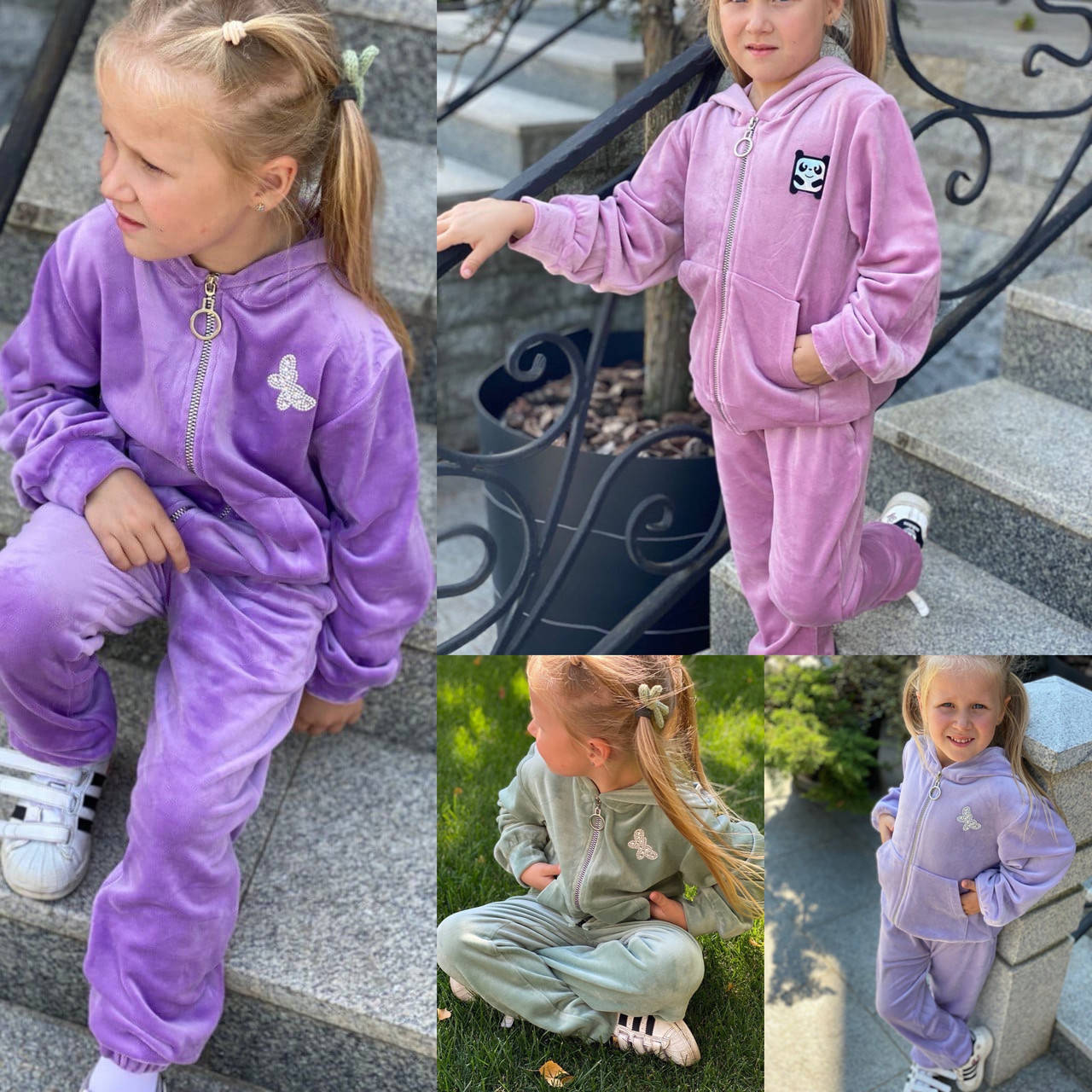 

Велюровый костюм для девочки на замке 134, Фиолетовый