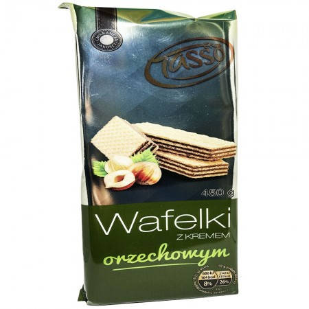 

Вафлі з горіховим кремом Wafelki z kremem orzechowym Tasso, 450 г