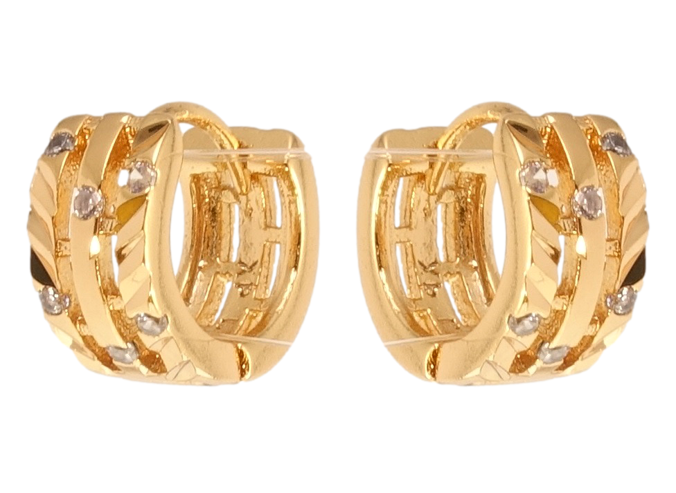 

Серьги Xuping Позолота 18K колечки "Декоративный орнамент с насечками и цирконием"