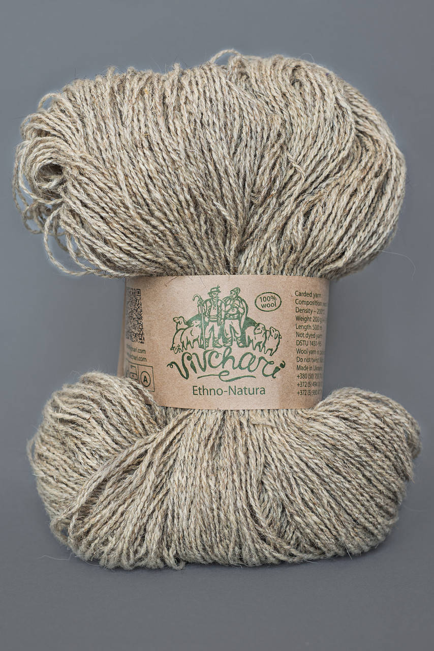 

Пряжа шерстяная Vivchari Ethno-Natura 500, Color No.204 натуральный серый, Желтый