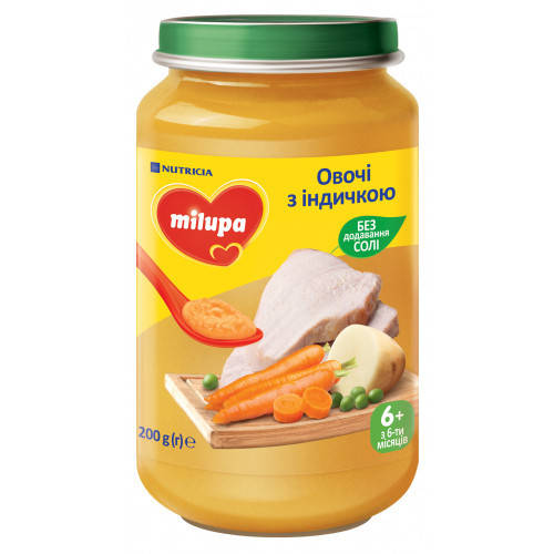 

Пюре мясо-овощное «Овощи с индейкой» Milupa с 6 мес,200гр
