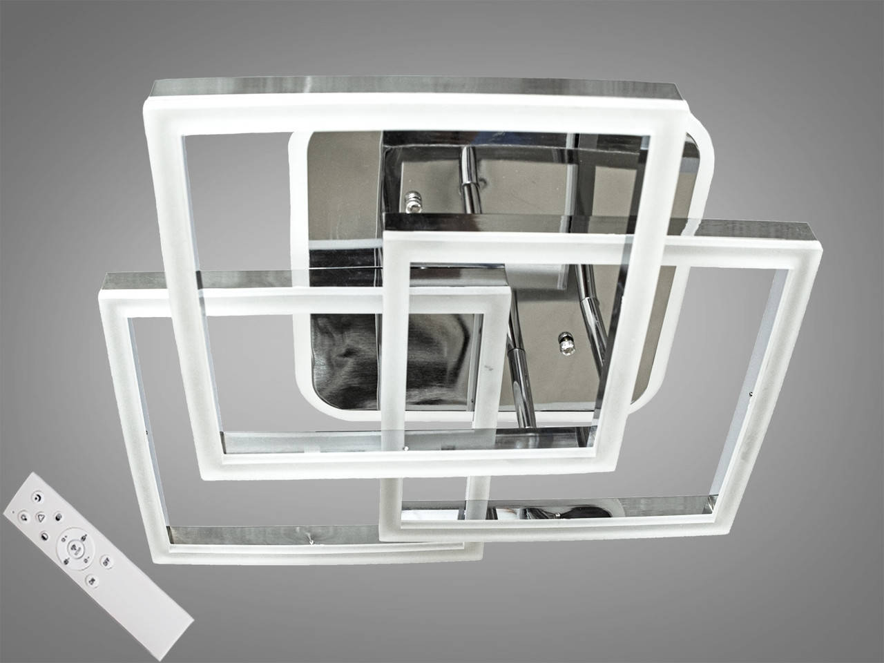 

Светодиодная квадратная люстра в современном стиле цвет хром 100W Diasha MX11058/3S HR LED 3color dimmer