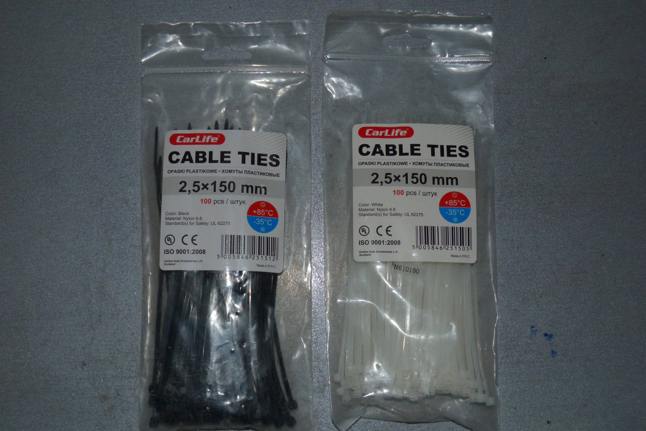 

Хомуты CarLife 2.5x150 (100шт)