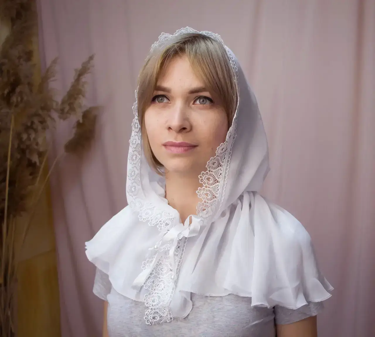 

Хустка на вінчання на хрестини до церкви у храм, Голубой