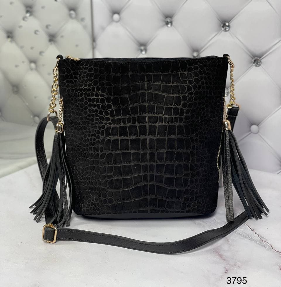 

Женская сумка из замши рептилия (7 расцветок), Черный