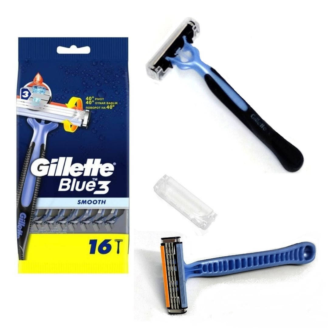 

Одноразовые бритвы Gillette Blue 3 Smooth мужские набор 16 шт, Синий