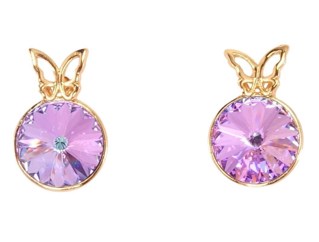 

Серьги Xuping Позолота 18K с кристаллами Swarovski гвоздики "Конусный кристалл в оправе с бабочкой" ø 9мм