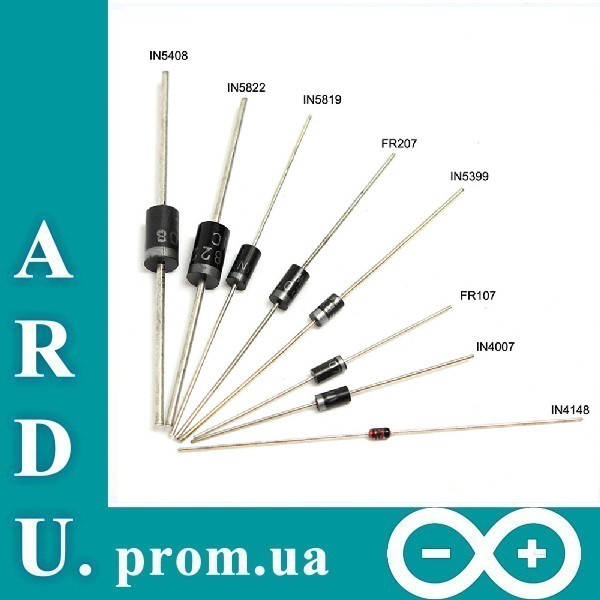 

Набор диодов, 100 шт. (86063 1N4148 1N4007 1N5819 1N5399 1N5408 1N5822 FR107 FR207) [#2-5]