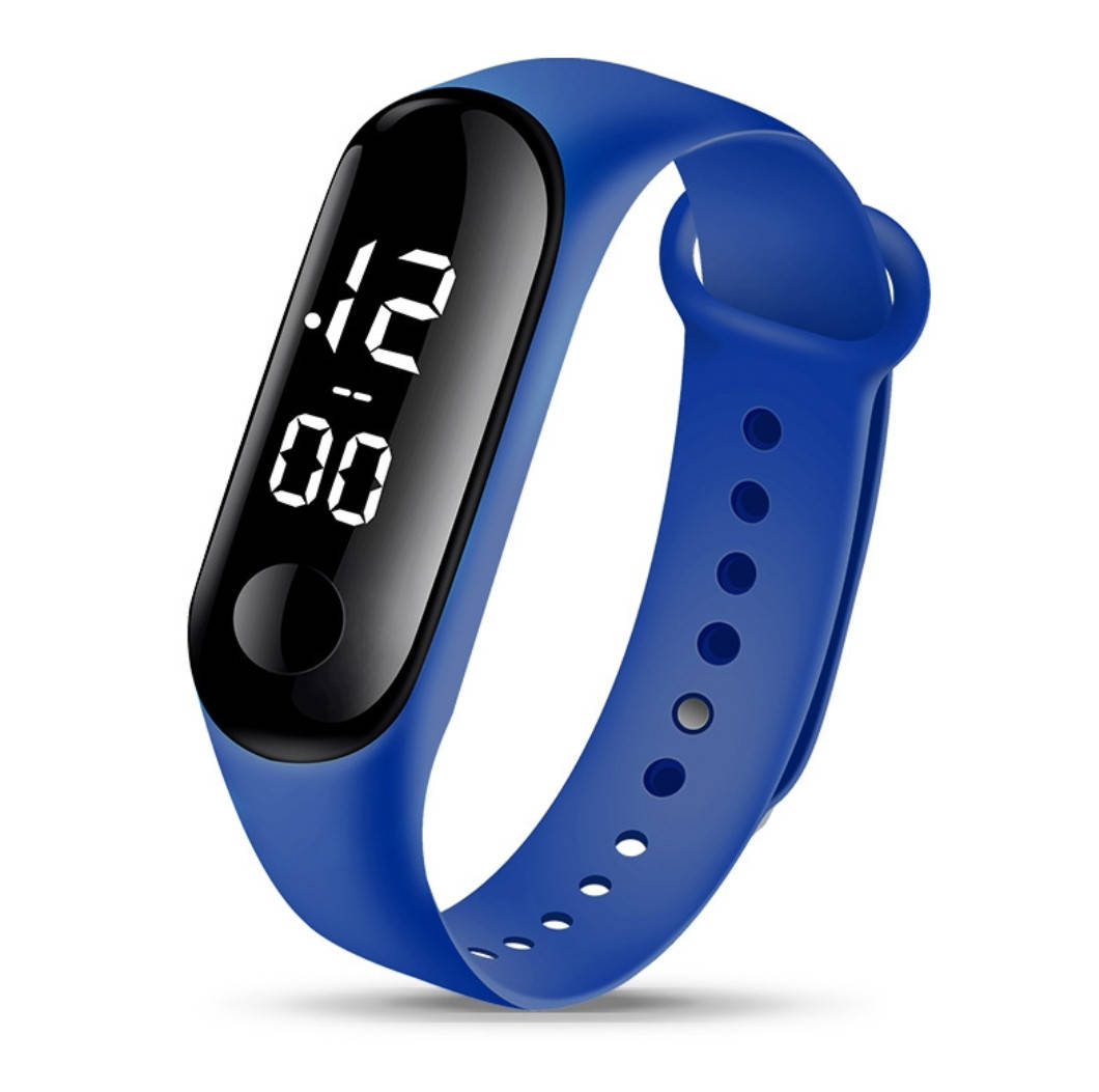 

Детские сенсорные электронные часы с браслетом водонепроницаемые подарок синие