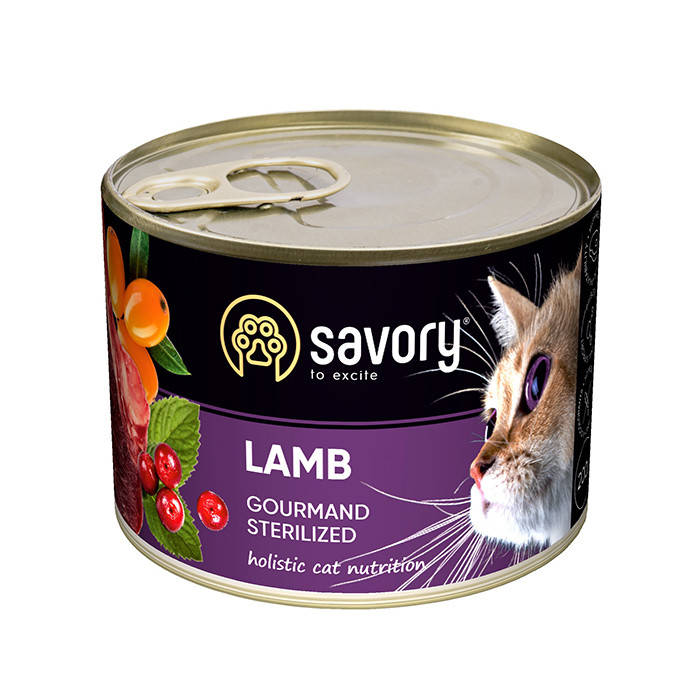 

Savory Cat Can Adult Sterilised Lamb консерва для стерилизованых котов с ягненком 200 г