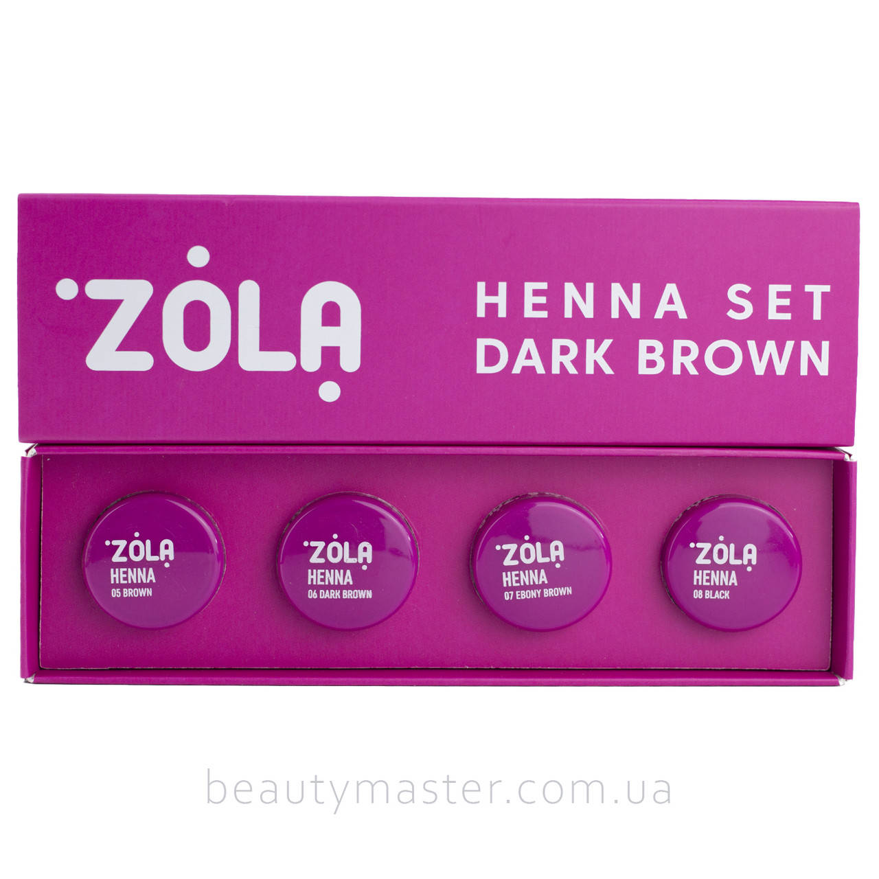 

ZOLA Набор Хны 4 оттенков по 2.5 гр HENNA SET- DARK BROWN (05 brown, 06 Dark brown , 07 Ebony brown, 08 black