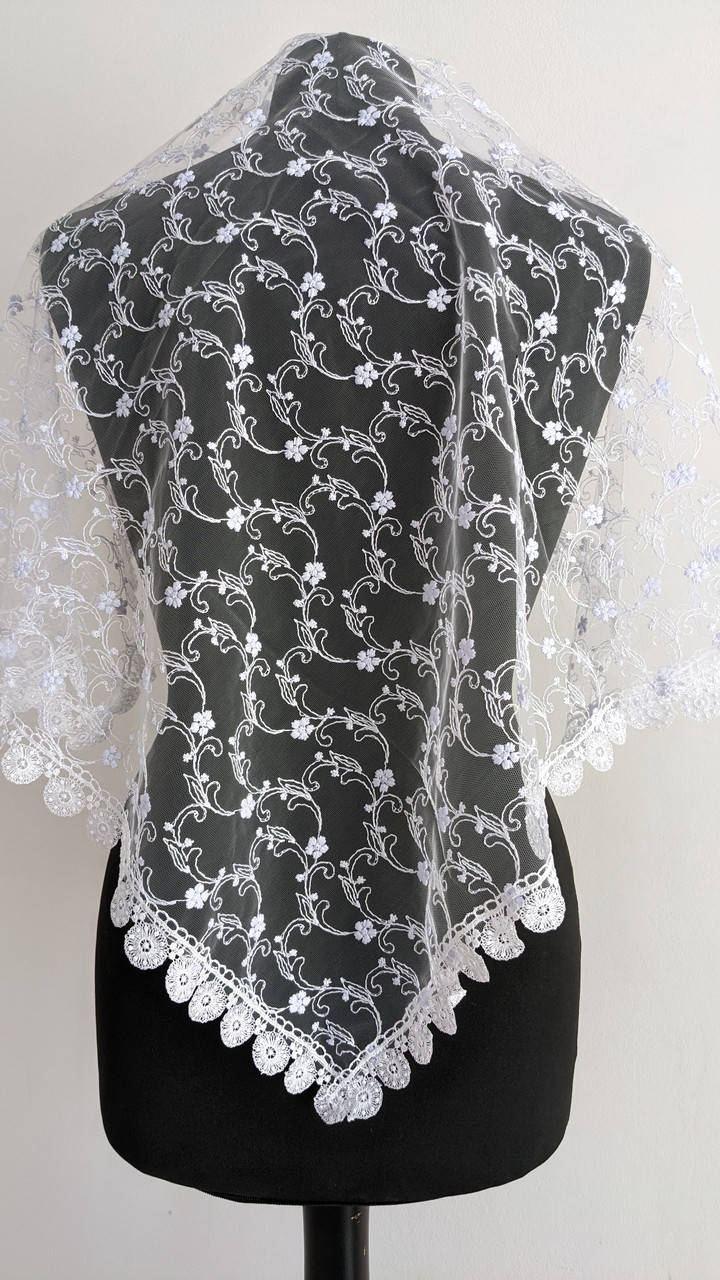 

Платок фатиновый свадебный праздничный белый