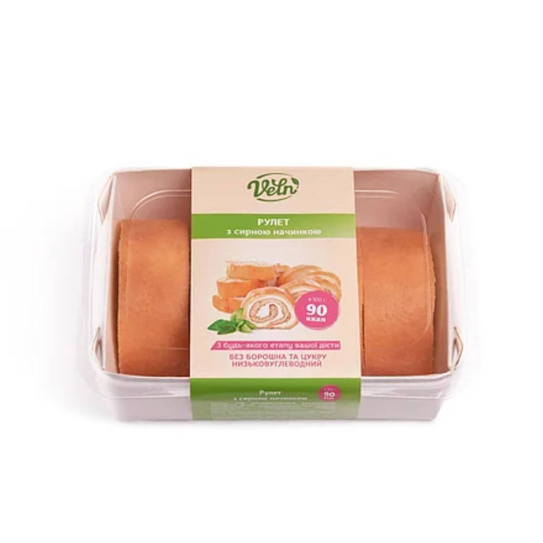 

Рулет ванільний із сирною начинкою без цукру та борошна, "VELN" / "ВЕЛН", 140г