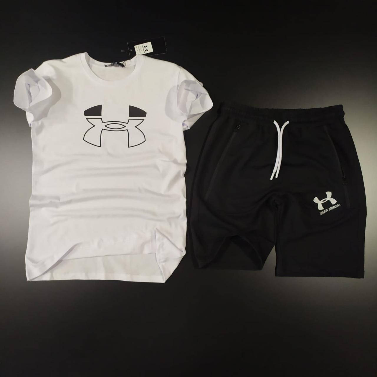 

Мужской комплект ( шорты + футболка ) Under Armour (белая с чёрным) L