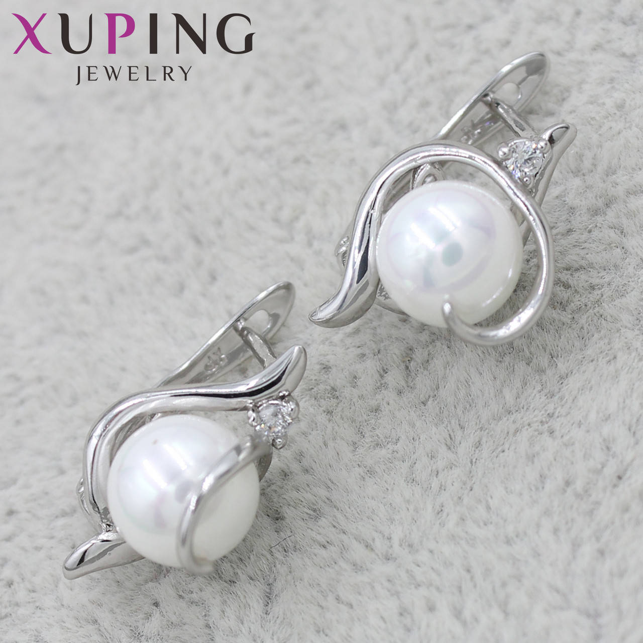 

Серёжки женские позолото Xuping Jewelry медицинское золото английский замок с жемчугом 24K