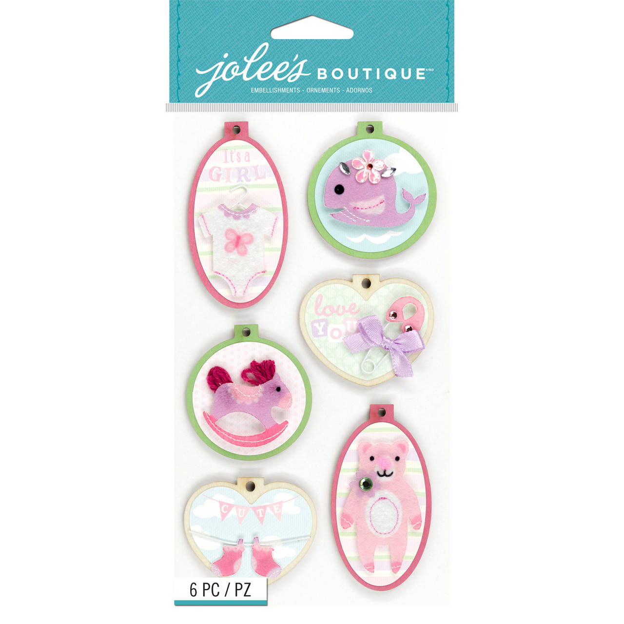 

Наклейки 3D - Baby Girl - EMBROIDERY HOOPS - Jolee's Boutique